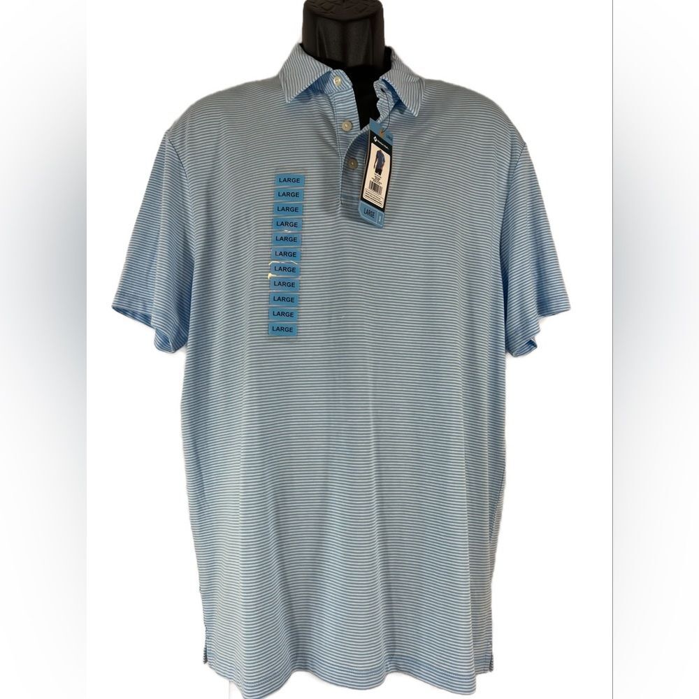 Members Mark Cotton Blend Striped Blue White Polo Size Large NWT